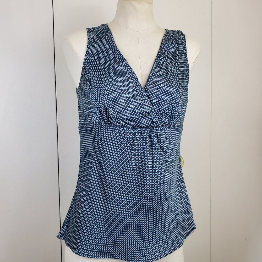 Isaac Mizrahi Blue Silky Womens Top Size Medium
